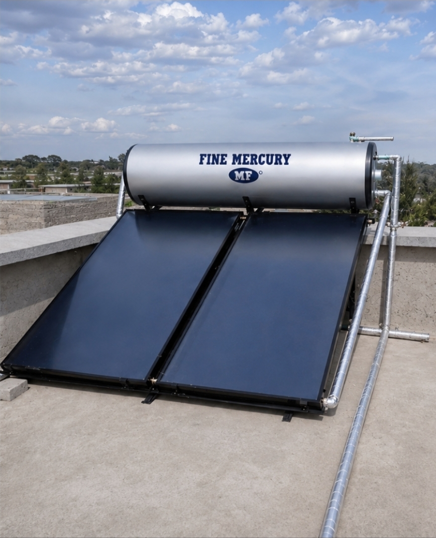 Fine Mercury solar heater rooftop installation