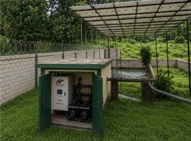 Solar canopy pumping station
